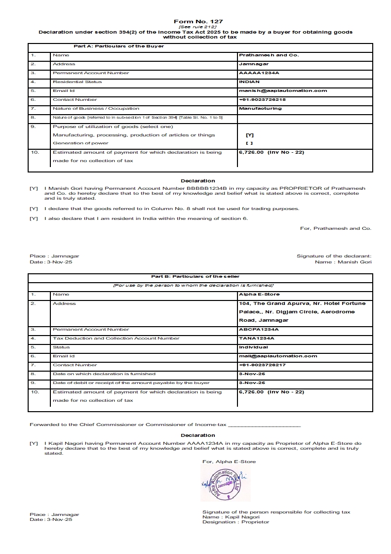 Print Form 127 and Register